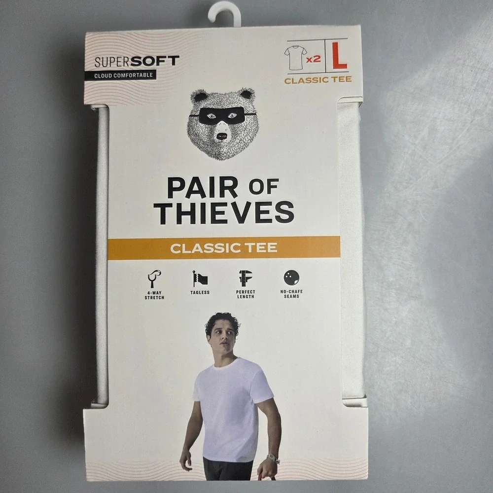 Pair‎ of Thieves Mens SuperSoft Classic Tee 2-Pack White Crew Neck Size Large L